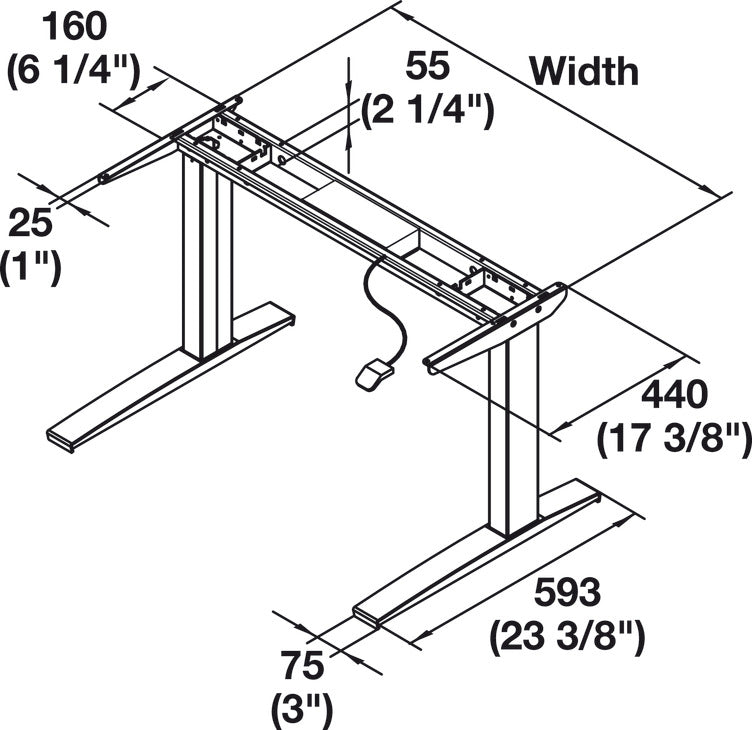 Häfele 630.44.325 J-Channel Sets, AdjusTable System® Electric Component System, Recommended top width: 48", actual base width: 994 mm (39 1/8")