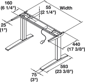 Häfele 630.44.325 J-Channel Sets, AdjusTable System® Electric Component System, Recommended top width: 48", actual base width: 994 mm (39 1/8")