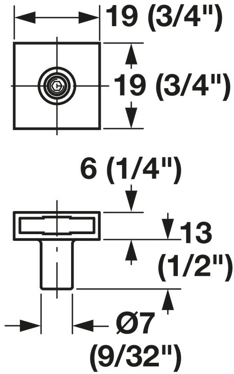 Häfele 237.22.086 Arresting Pin, Zinc, For central locking system, length: 9 mm (23/64")