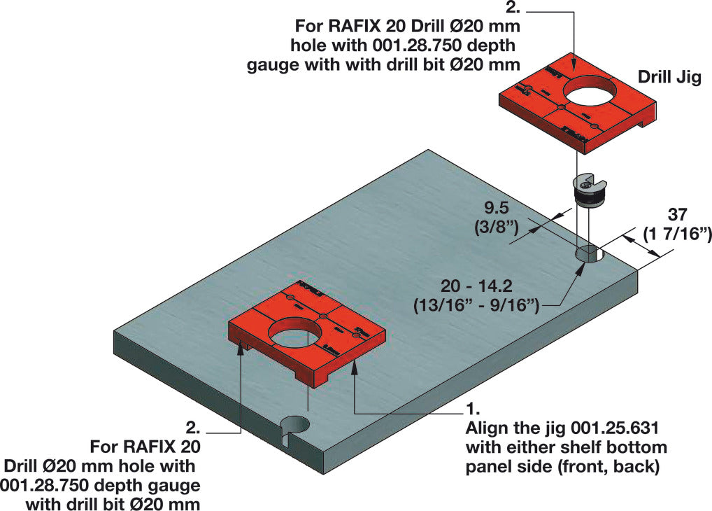 Häfele 001.25.638 Rafix Installer Kit, with System Holes