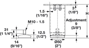 Häfele 635.70.030 Mini Leg, Square, 100 mm (4")