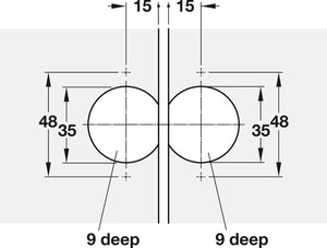 Häfele 343.91.600 Aximat® - Folding Door Institutional Hinge, Opening Angle 180°, for Hawa Multifold, Nickel finish
