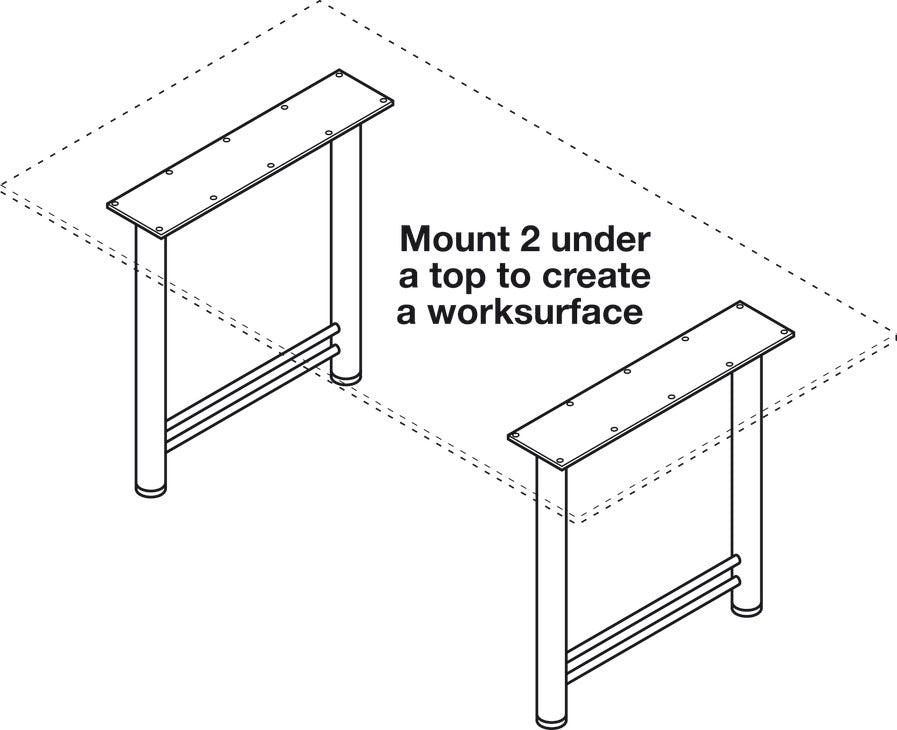 Häfele 635.73.200 H-Leg, 450 mm Width, Height: 698 mm (27 1/2"), Silver aluminum RAL 9006
