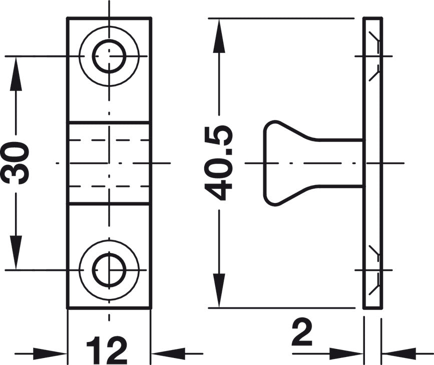 Häfele 244.20.014 Twin Ball Catch, Brass, Length: 43 mm