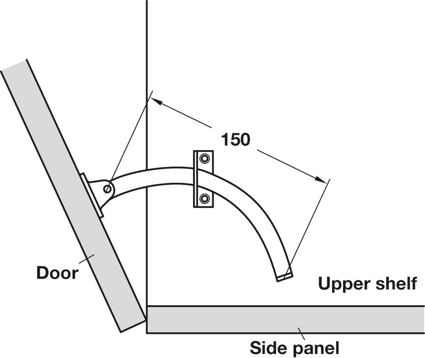 Häfele 371.32.700 Lid Stay, Door Restraint, Mounting: Right hand