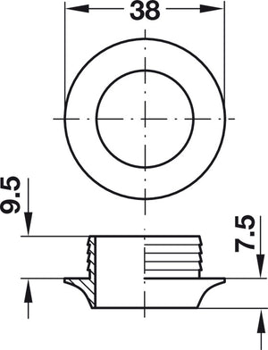 Häfele 229.03.608 Rosette, Round, for Plate Thickness 13 mm, Matt nickel