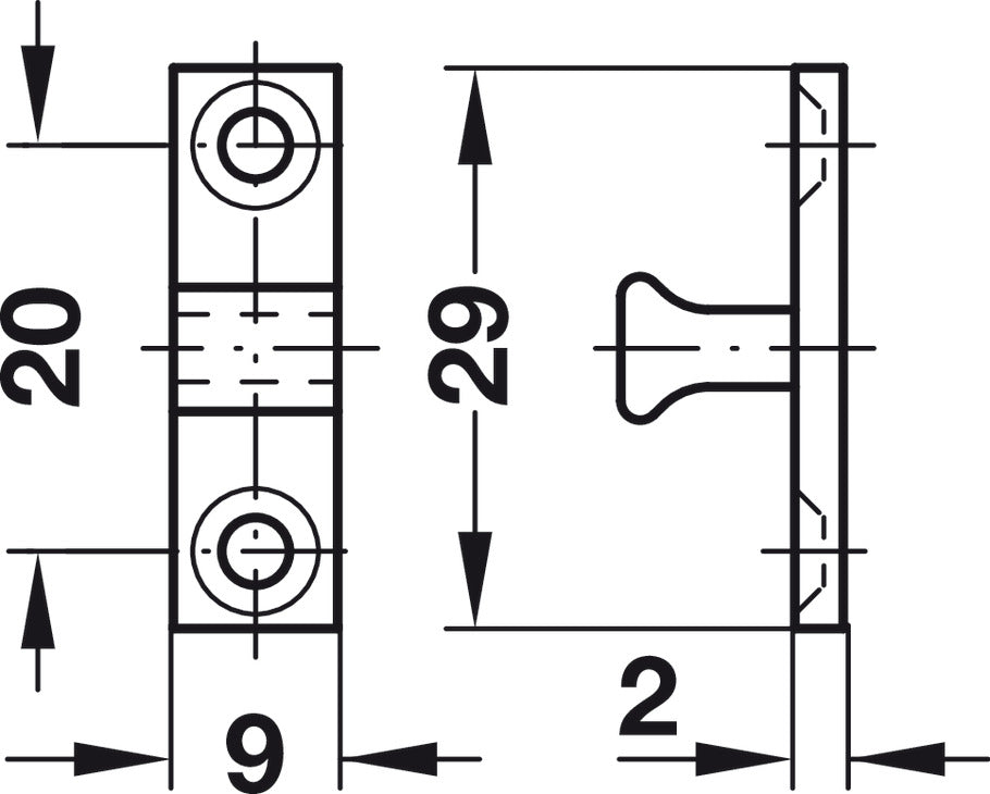 Häfele 244.20.014 Twin Ball Catch, Brass, Length: 43 mm