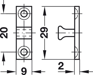 Häfele 244.20.014 Twin Ball Catch, Brass, Length: 43 mm