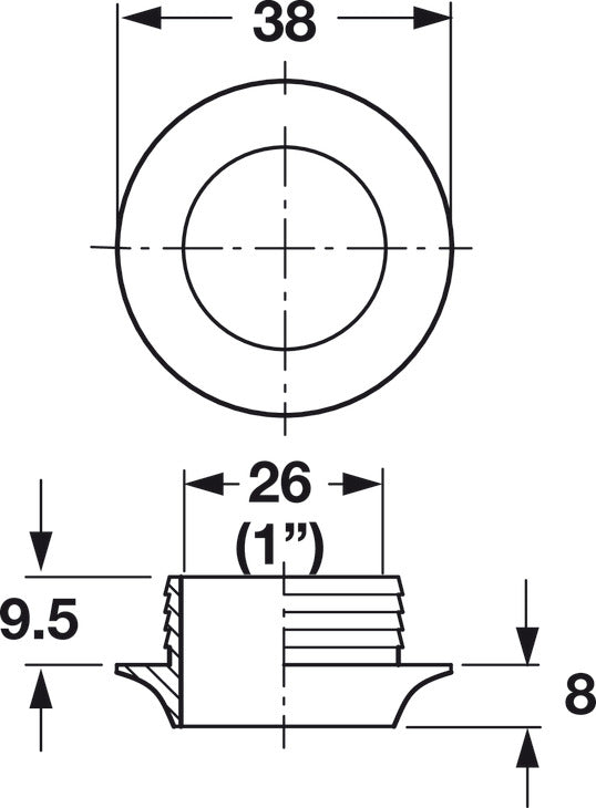 Häfele 229.11.220 Round Rosette, for Push Button Knob, Brass, Polished chrome