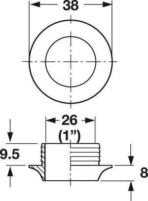 Häfele 229.11.220 Round Rosette, for Push Button Knob, Brass, Polished chrome