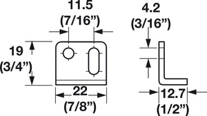 Häfele 239.61.311 Timberline - Angle Strike, 90°, Screw-Mounted, 22 x 12 mm, modular removable core locking system, Black