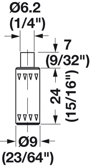 Häfele 402.90.006 Guide Bolt, with Spring Loaded Pin, Maximum Door Weight: (22 lbs) 10 kg