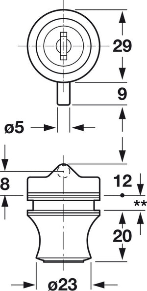 Häfele 233.05.600 Glass Door Pin Lock, Keyed cabinet locks, Keyed different