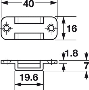Häfele 237.23.720 Bar Guide, Open Type, Plastic, Cabinet lock accessories