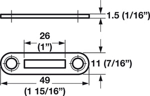 Häfele 239.08.303 Timberline - Strike Plate, for Lever Lock Cylinders, 49 x 11 mm, modular removable core locking system, Black