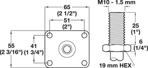 Häfele 660.58.341 Large Twin Wheel Caster, with Brake, Ø102 mm (4")