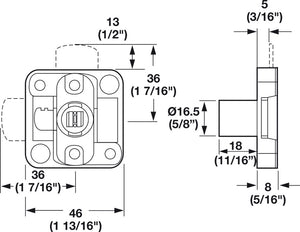 Häfele 232.35.300 Timberline - Deadbolt Lock, for Double Doors, with Straight Bolts, modular removable core locking system, Mounting lower left hand or upper right hand