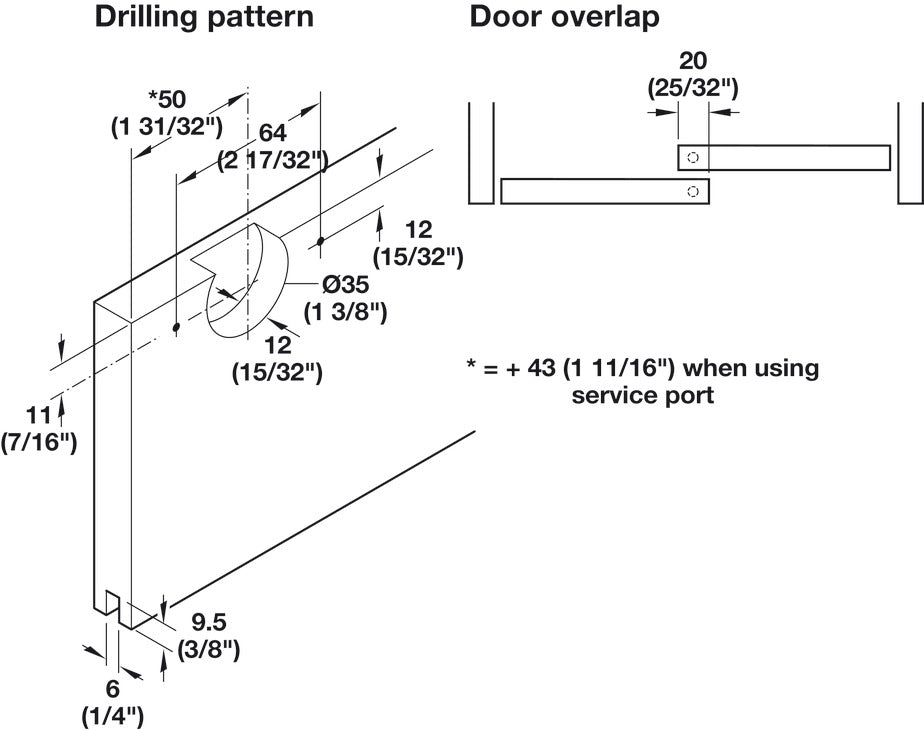 Häfele 402.33.019 Sliding Door Hardware, Slido F-Line21 20C, set, for small doors, for wooden sliding doors, for door weight up to 20 kg (44 lbs), for 2 doors, with single soft closing on each door