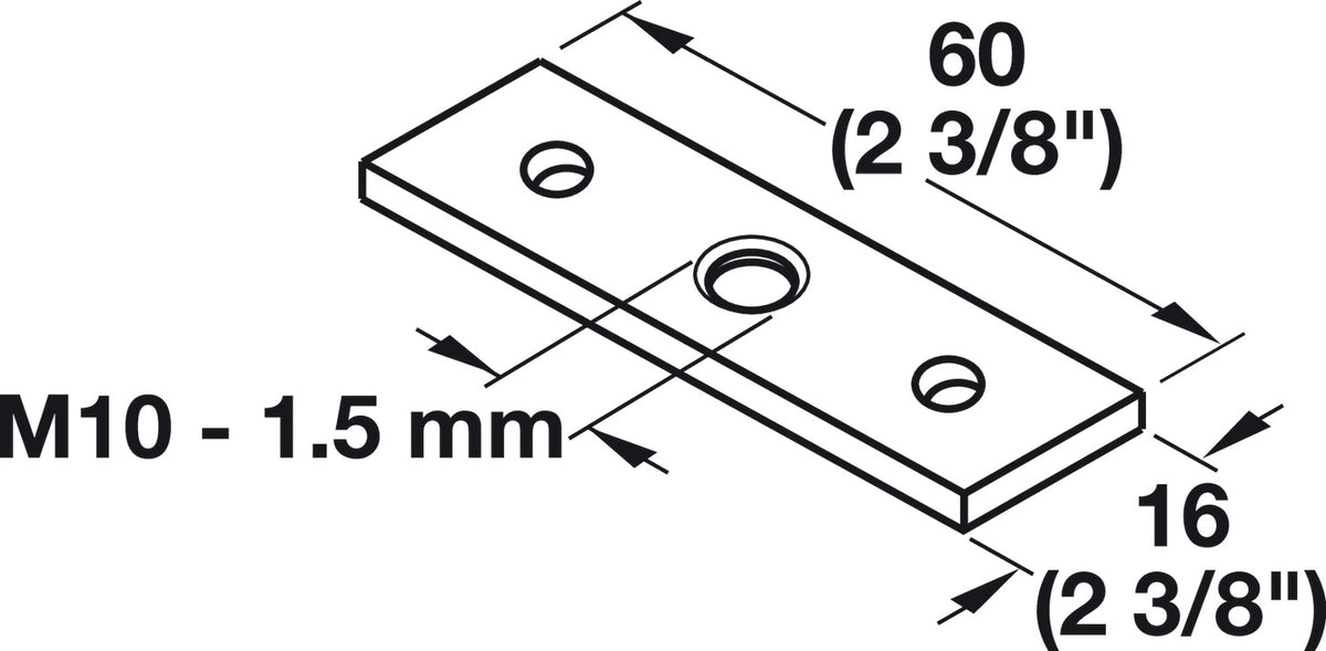 Häfele 637.09.008 Threaded Plate, Screw-Mount, For levelers or casters, M10