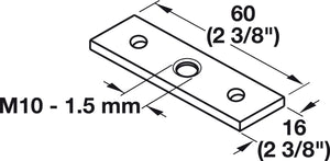 Häfele 637.09.008 Threaded Plate, Screw-Mount, For levelers or casters, M10