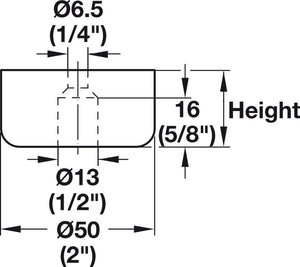 Häfele 635.80.315 Furniture Glide, with Screw-Hole, Heights 20/25/30/40 mm, Black, installation height 20 mm, ⌀ 45 mm