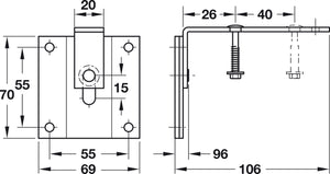 Häfele 271.98.100 Additional Safety Bracket for Häfele Wall Bed, for built-in foldaway beds, anti-tilt facility, prevents cabinet from tipping, Steel, powder coated, graphite black, RAL 9011