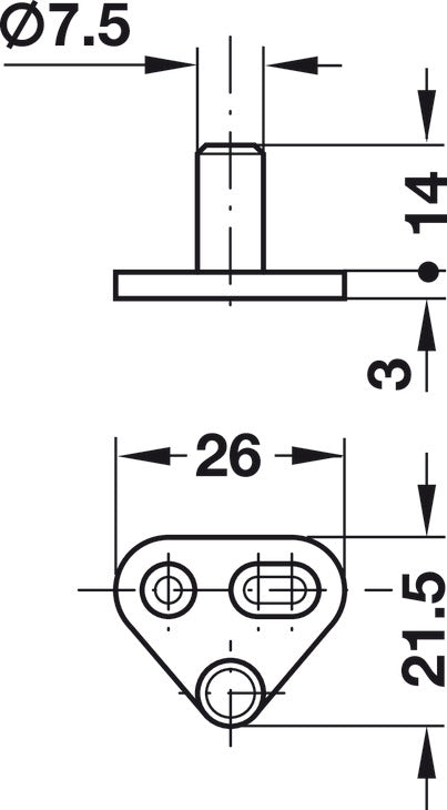 Häfele 226.57.708 Locking Bolt, Symo 3000, for Espagnolette Locking System, Nickel-plated