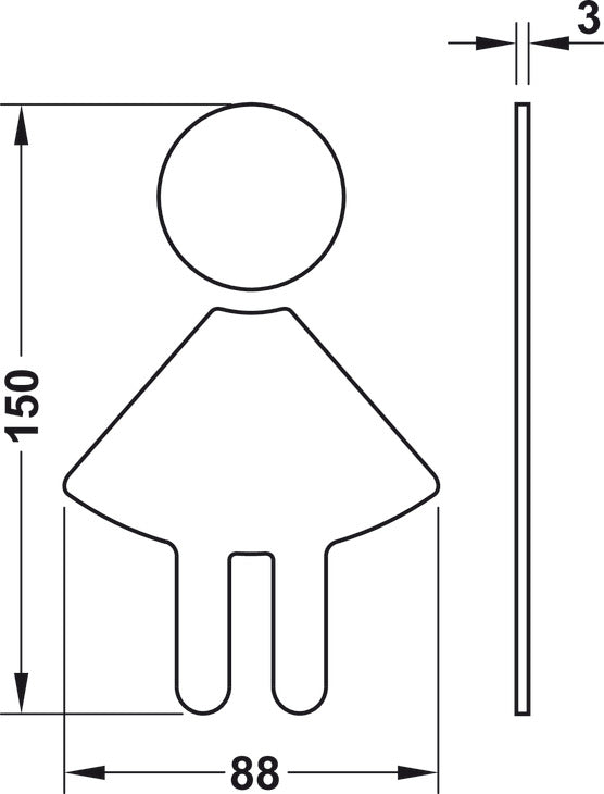 Häfele 987.05.155 Symbol, Female, HEWI, "Female" symbol, aqua