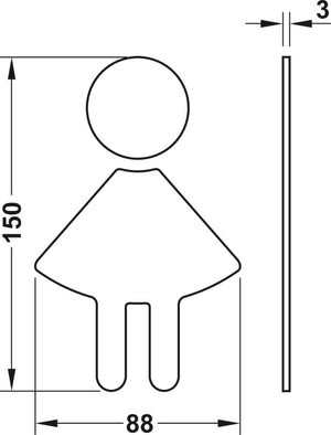 Häfele 987.05.155 Symbol, Female, HEWI, "Female" symbol, aqua
