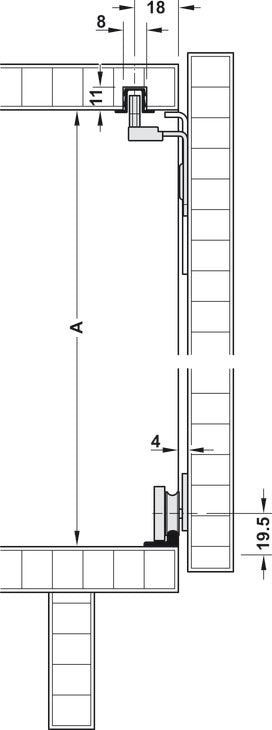 Häfele 402.27.605 Running and Guide Track, Slido F-Line19 20A, Aluminum, 16' 4 7/8" (5 m)