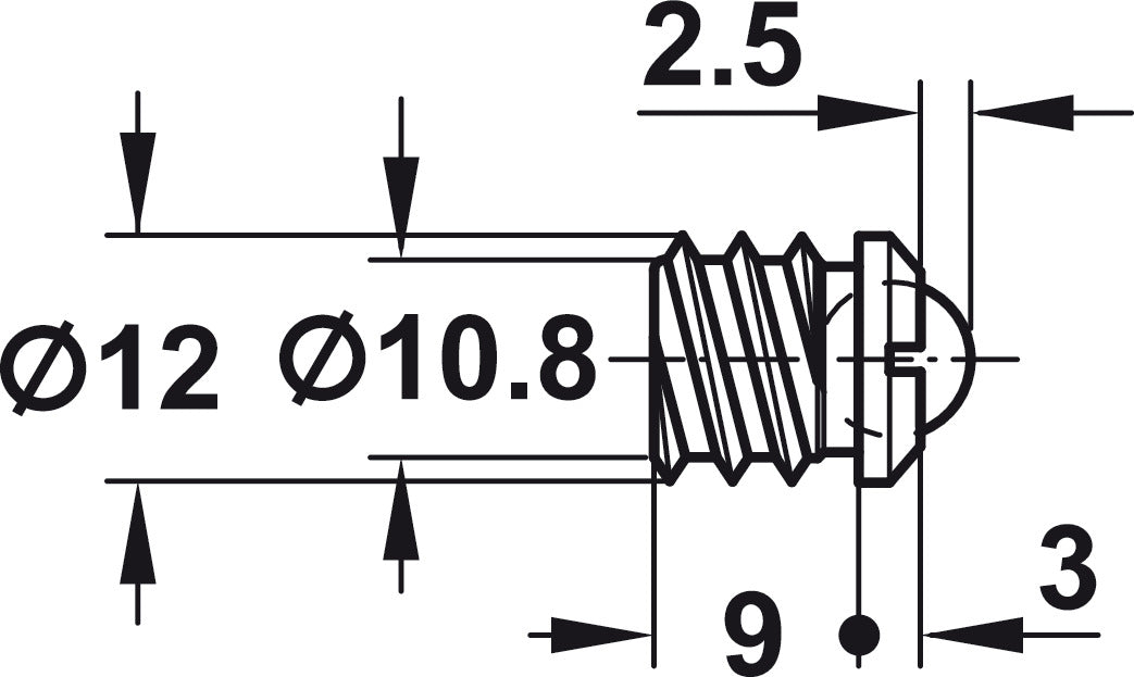Häfele 241.86.123 Ball Catch, with Strike, Screw-Mounted, External Ø: 14 mm, internal Ø: 12.6 mm