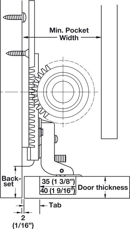 Häfele 408.11.452 Ball Bearing Slide, for Pocket Door RP 42/60, Length 454 (18"), retraction 374 (14 3/4")