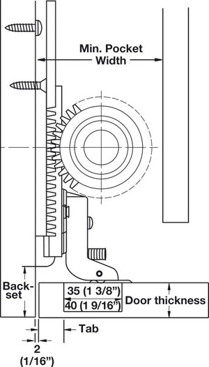 Häfele 408.11.452 Ball Bearing Slide, for Pocket Door RP 42/60, Length 454 (18"), retraction 374 (14 3/4")
