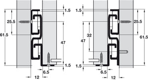 Häfele 423.46.746 Premium Epoxy Coated Bottom Mounted Slide, Full Extension, Self-Closing, 150 lbs Weight Capacity, 18"