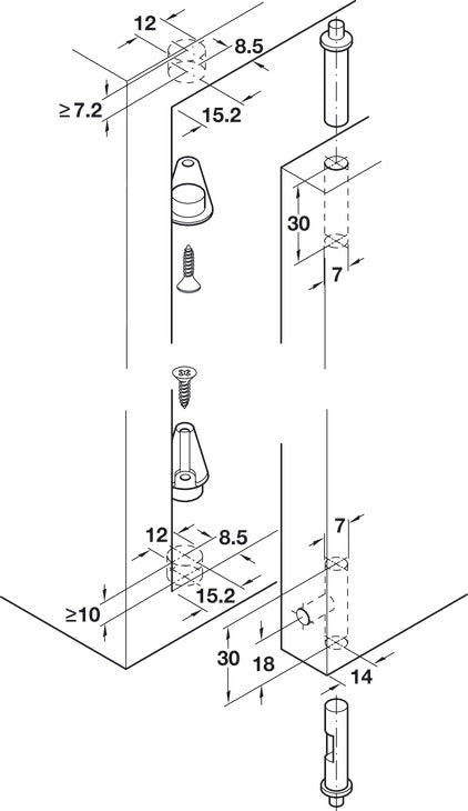 Häfele 361.22.310 Pivot Hinge, 140° Opening Angle, Detachable, For press fitting, Black