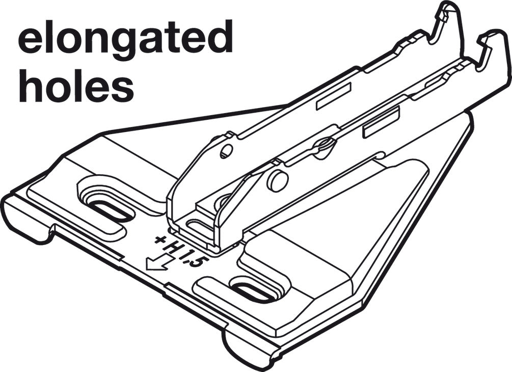 Häfele 348.38.641 Grass - Face Frame Adapter Baseplate, Tiomos, 2 Point Fixing, with Elongated Holes, Height 1.5 mm, model F058139821228
