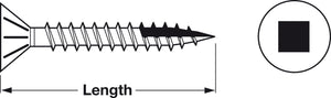 Häfele 010.72.965 Zip-R Screw, Flat Countersunk Head, #2 Square Drive, with Nibs, #8 x 3/4", Full Thread, Zinc, (1,000/bx)