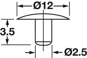 Häfele 045.18.101 Trim Cap, Press-Fit for Confirmat Head, Ø 12 mm, For screw with central hole, Light brown RAL 8007
