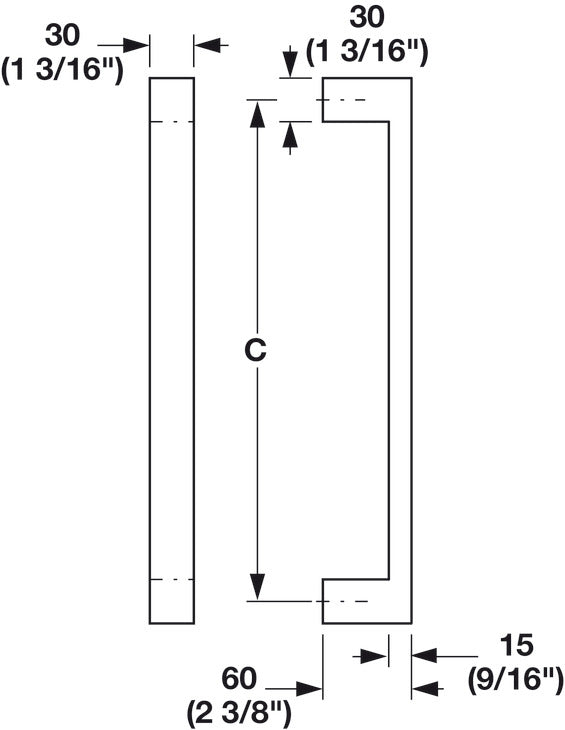 Häfele 903.00.070 Pull Handle, StarTec® Stainless Steel, 450 mm (17 11/16") CTC