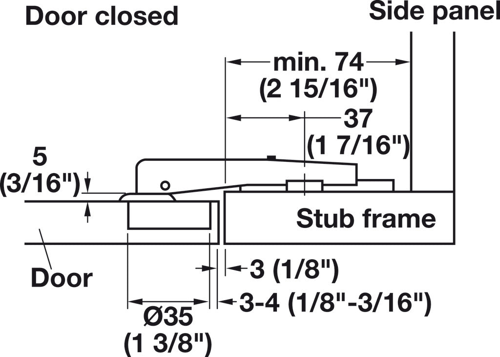 Häfele 329.11.506 Salice - Blind Corner Concealed Hinge, 94° Opening Angle, Self-Close, Inset Mounting, Nickel-Plated, Special Application, Screw-on, model C2PBN99AC