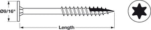 Häfele 264.67.801 Cab Hanging Screw, Power Head, Torx Drive, #10 x 3", 150/pcs in a box