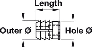 Häfele 039.33.042 Glue-in sleeve, Plastic (polyamide), For drill hole Ø: 8 mm, Length: 10 mm