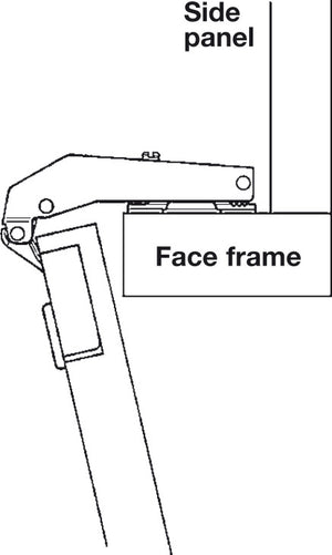 Häfele 315.01.740 Blind Corner Clip-On Hinge, Opening Angle 92°, Inset, Tab: 4-5mm, Soft-close