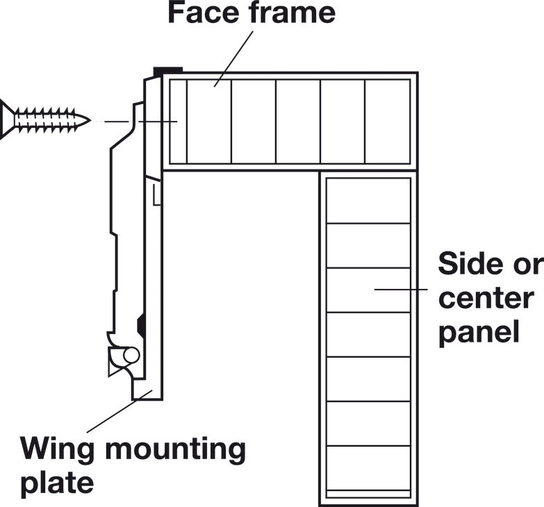 Häfele 329.64.571 Salice - Clip Face Frame Mounting Plate, Titanium, Screw-Mounted, 1 mm for 3/4" Overlay, BAU3R16