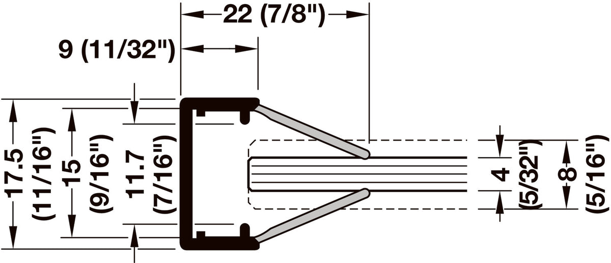 Häfele 833.74.733 Glass Edge Profile, Häfele Lighting Profile 5108 for LED strip lights 10 mm, Diffuser, milky