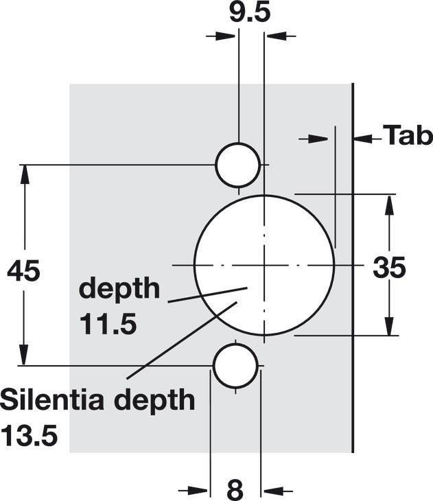 Häfele 329.17.353 Salice - Concealed Hinge, 110°, inset mounting, from interior width 70 mm, Self-close, Logica mounting, Model C2J6P99