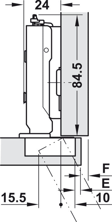Häfele 348.36.531 Grass - Concealed Hinge, Tiomos, 120° Opening Angle, Full Overlay, For standard applications with convenient opening angle, Self-close, impresso, model F034139400228