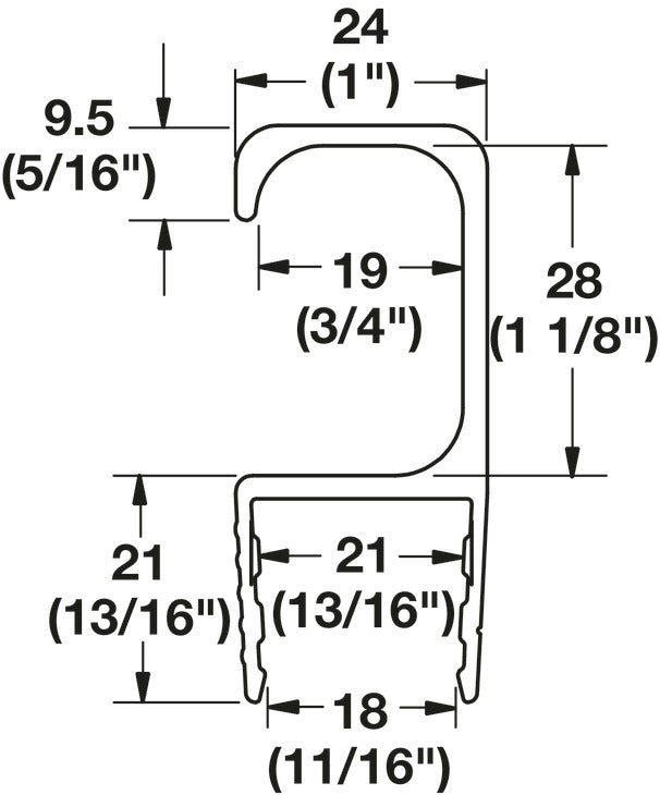 Häfele 792.01.060 TAG - Extruded Pull, Omni Track®, Matte Aluminum, 2438 mm (96") length