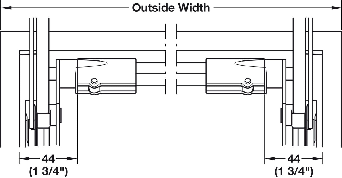Häfele 372.33.694 Cross Bar, for Free Swing, For connecting the respective fitting parts, For cabinet width: 900 mm, length: 774 mm