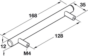 Häfele 155.00.789 Bar Pull, Ø (1/2") 12 mm, Elemental, Steel, Stainless steel look, 306 mm (12 1/16") CTC